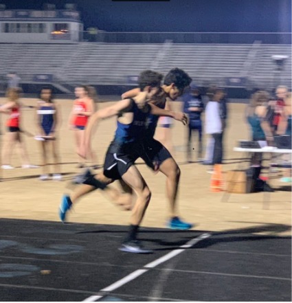 Luke Sahli races to the finish line in a winter track meet last year. Photo courtesy of Luke Sahli.
