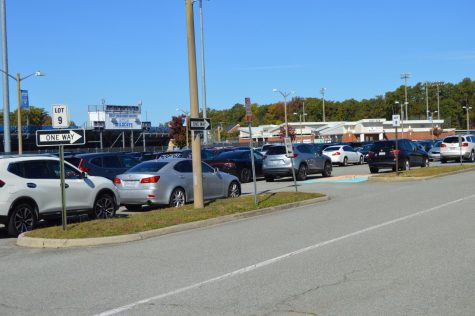 Parking in the senior lot  (pictured) is so crowded this year, select students have been given passes for the faculty lot. 