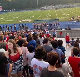 View from stands on football field