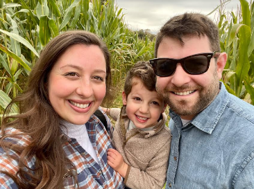 Megan Steinheimer (left), poses with her husband, Ben, and their son, Noah.