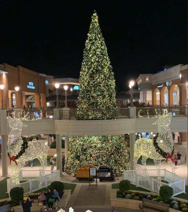 Christmas decorations at Short Pump Town Center from 2022. 