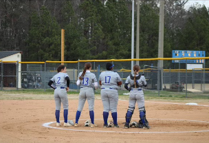 Wildcats presenting their numbers (Left to right Braelyn Baulsir, Charlotte Boswell, Hope Tate, Amelia Payne)
