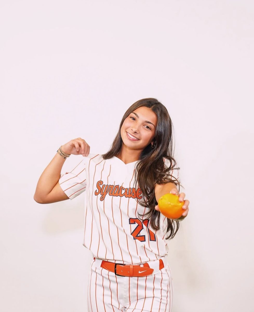 Gabriella Chrapek shows off her Syracuse jersey.
