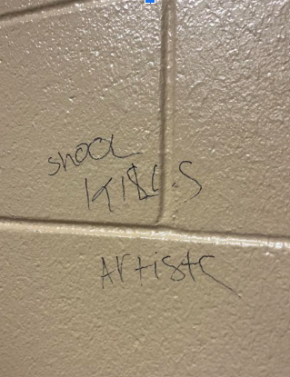Vandalism found in the bathroom near Room 118.