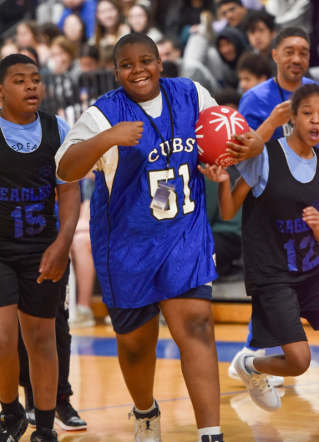 A player from Brookland middle school enjoys the game and the crowd support.