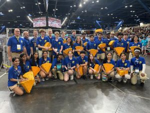 Blue Cheese Robotics poses for a team photo after receiving the Judge’s Award. 