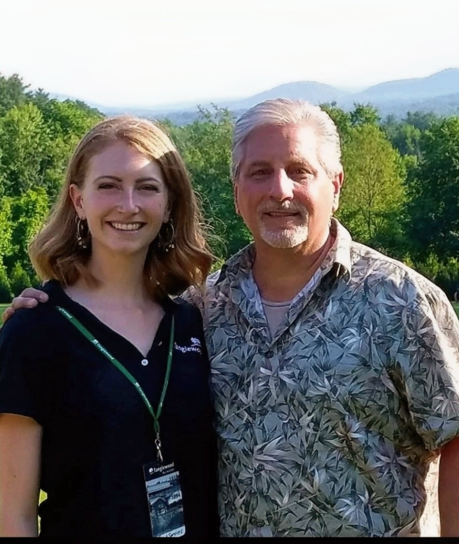 Voutsinas with her father at one of her events for the Boston Symphony Orchestra.