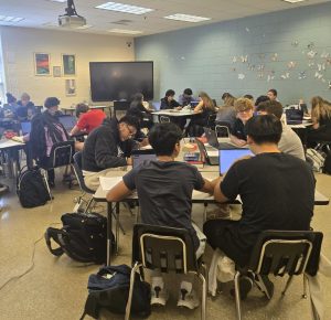 English teacher Marsha Hawkins has over 120 students to teach, with 30 in her 7th block.