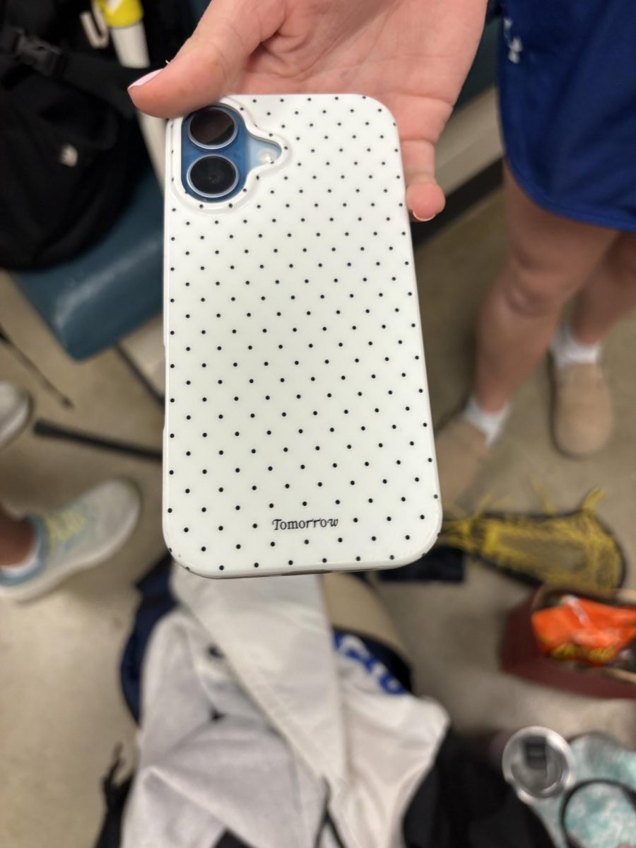 Freshman, Allie Fox's polka dot phone case.