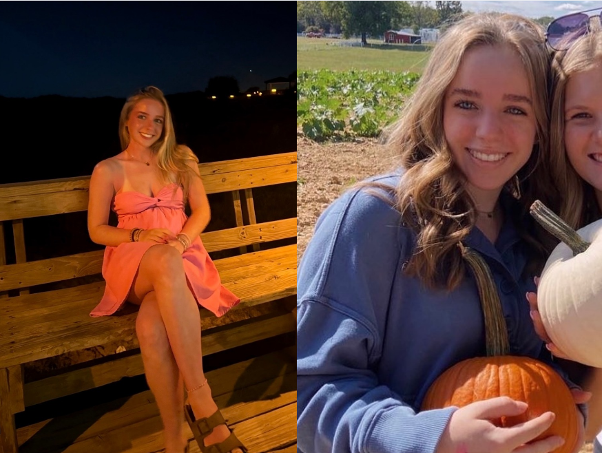 Jess Bowlos poses her Senior year (left)  and Freshman year (right).