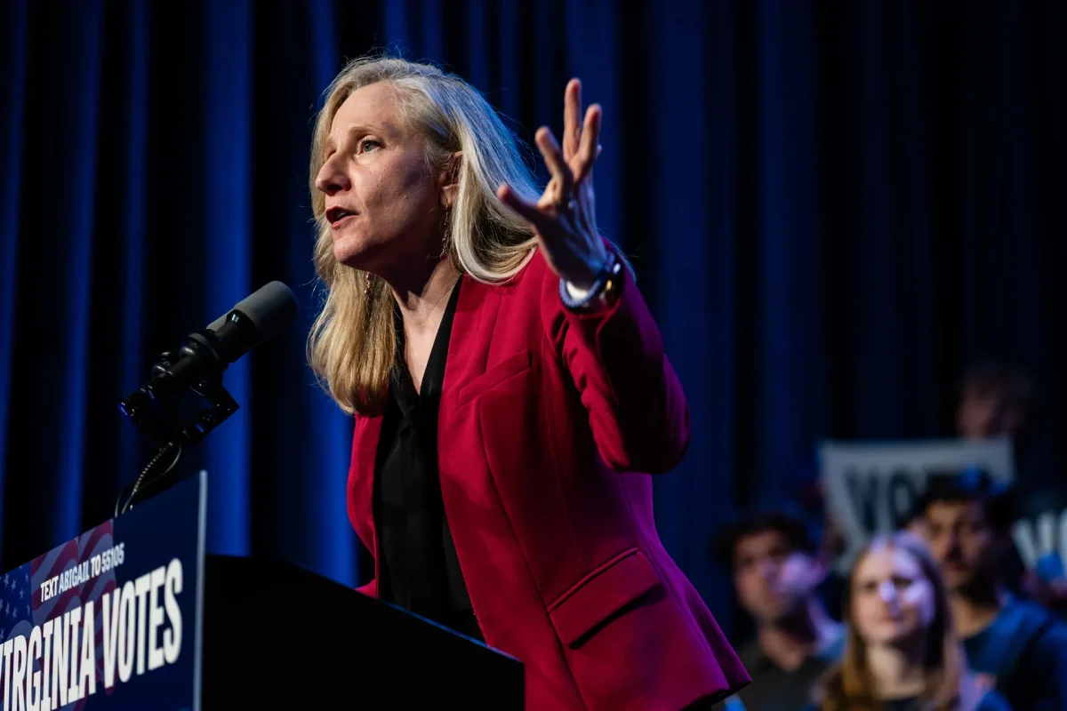 Gov. Abigail Spanberger speaks at a press conference.